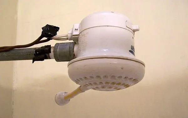 suicide shower for hot water in cheap hotel