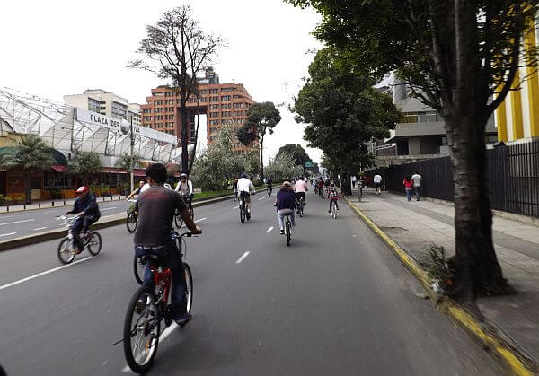 car free Sunday in Quito with street closed