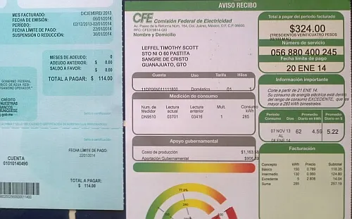Mexican utility bills - life in Guanajuato
