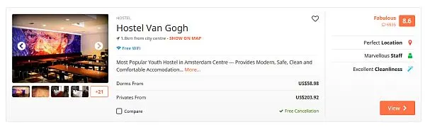 Hostels in a place like Amsterdam can kill your backpacker budget