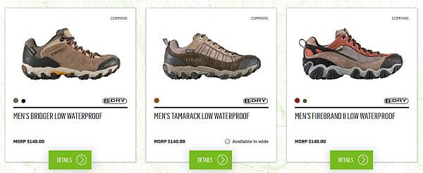 Oboz shoes for travel and hiking
