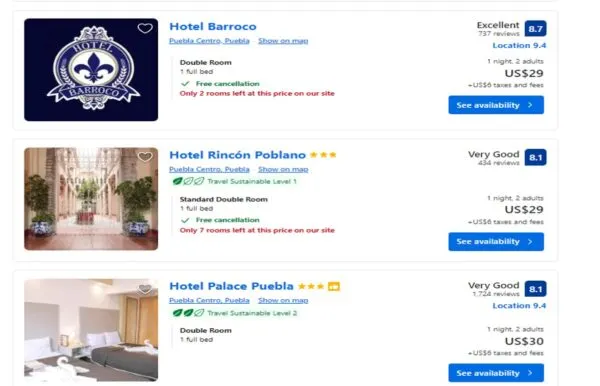 Puebla Mexico hotel prices
