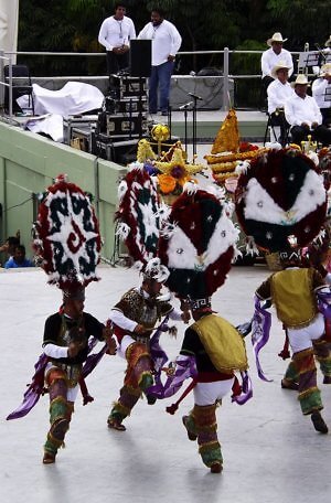 Guelaguetza Festival dance on the main stage in Oaxaca, one of 16 groups that usually performs in mid-July