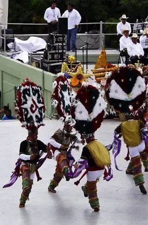 Guelaguetza Festival dance on the main stage in Oaxaca, one of 16 groups that usually performs in mid-July