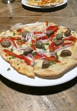 Farm to table flatbread from Coltivate Culinary Center on a tour with Ithaca is Foodies