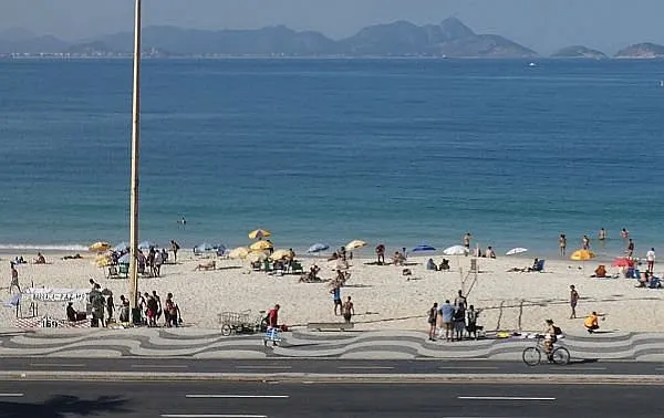 biking Copacabana Beach in Rio de Janeiro