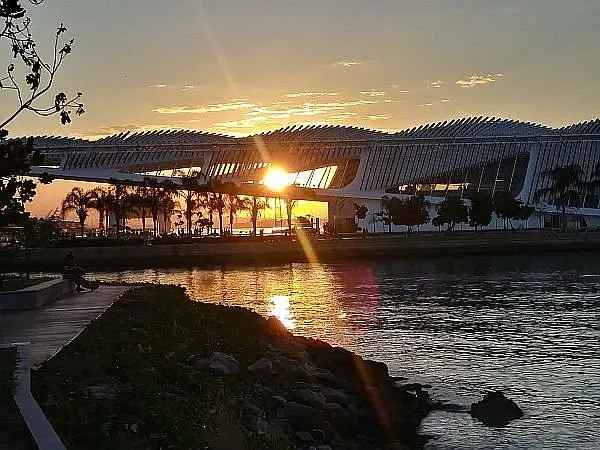 downtown Rio by bike at sunset