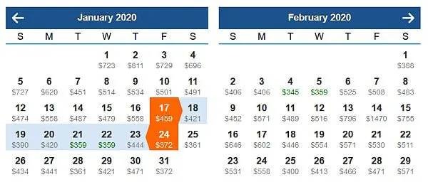 CheapoAir flight grid
