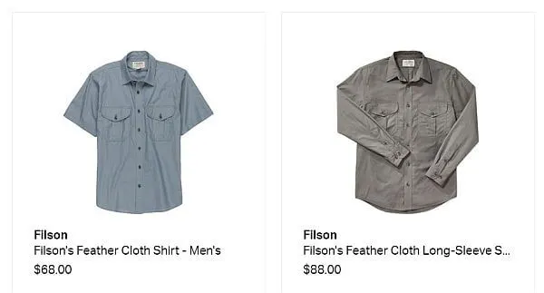 Filson travel shirts