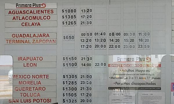 Primera Plus bus prices