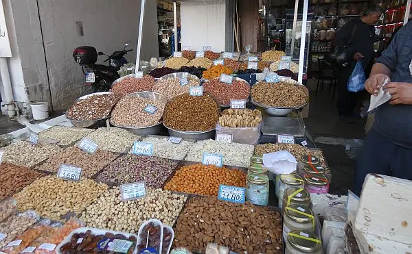 nut stand at the Athens Central Market 