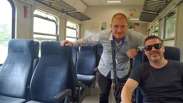 on board the Bulgarian narrow gauge train 