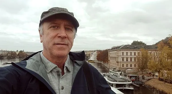 Tim Leffel on the Charles Bridge