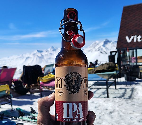 Georgian beer at Gudauri ski resort